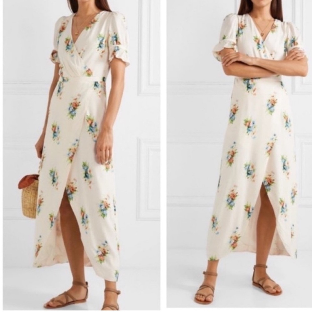 Madewell Ruffle-Sleeve Maxi‎ Dress in Classic Corsage Floral Cream Sz 0 L3303